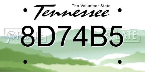 8D74B5 Tennessee License Plate