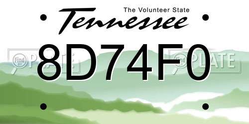 8D74F0 Tennessee License Plate