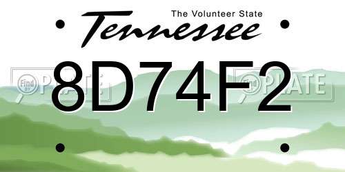 8D74F2 Tennessee License Plate