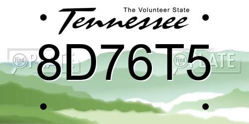 8D76T5 Tennessee License Plate