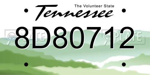 8D80712 Tennessee License Plate