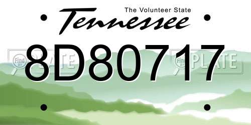8D80717 Tennessee License Plate