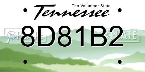8D81B2 Tennessee License Plate