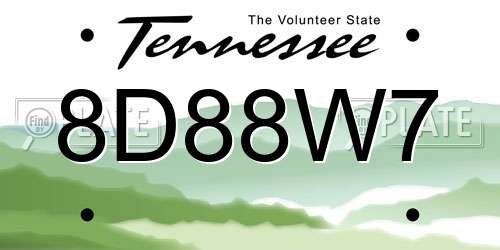 8D88W7 Tennessee License Plate