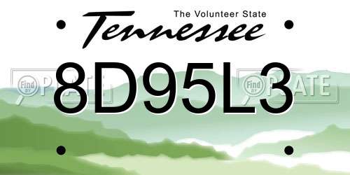 8D95L3 Tennessee License Plate