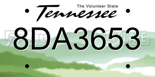 8DA3653 Tennessee License Plate