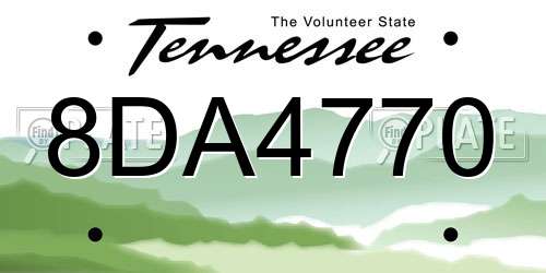 8DA4770 Tennessee License Plate