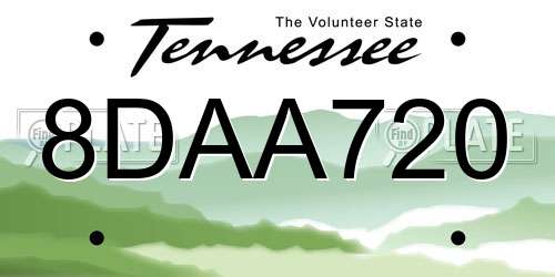 8DAA720 Tennessee License Plate