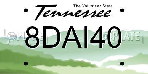 8DAI40 Tennessee License Plate
