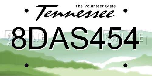 8DAS454 Tennessee License Plate