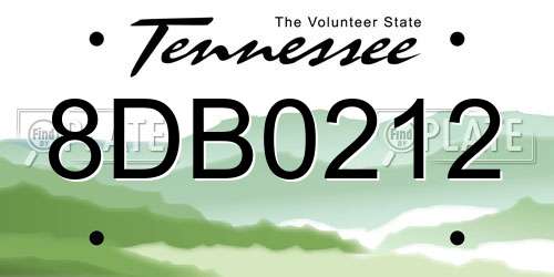 8DB0212 Tennessee License Plate