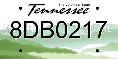 8DB0217 Tennessee License Plate
