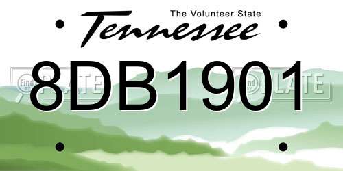 8DB1901 Tennessee License Plate