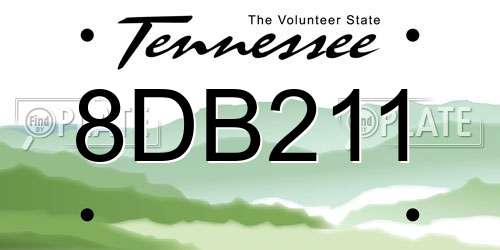 8DB211 Tennessee License Plate