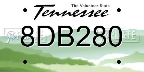 8DB280 Tennessee License Plate