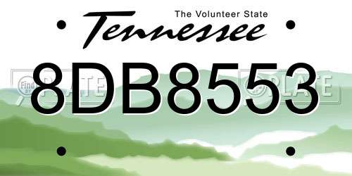 8DB8553 Tennessee License Plate