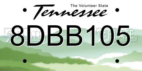 8DBB105 Tennessee License Plate
