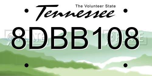 8DBB108 Tennessee License Plate
