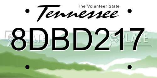 8DBD217 Tennessee License Plate