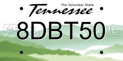 8DBT50 Tennessee License Plate