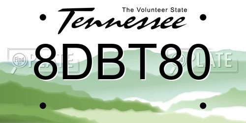8DBT80 Tennessee License Plate