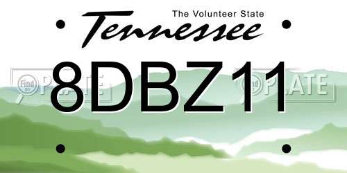 8DBZ11 Tennessee License Plate