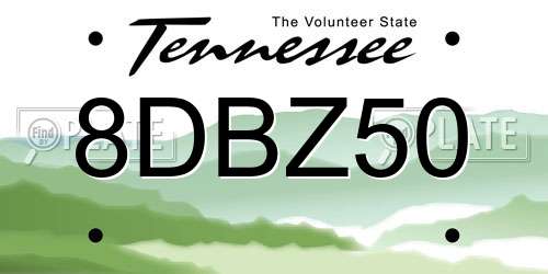 8DBZ50 Tennessee License Plate