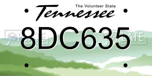 8DC635 Tennessee License Plate