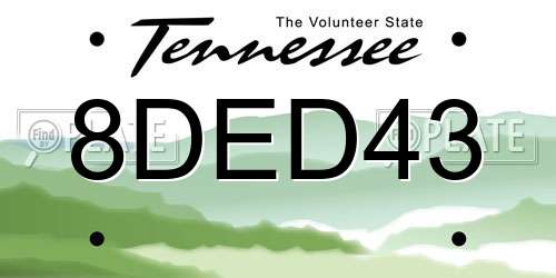 8DED43 Tennessee License Plate