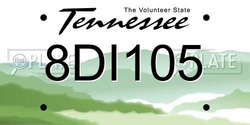 8DI105 Tennessee License Plate