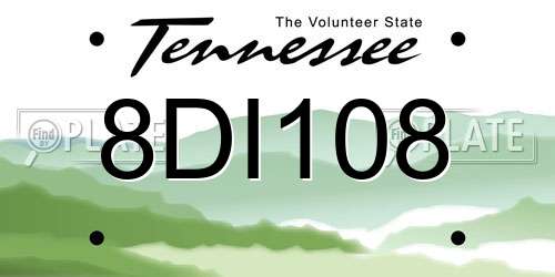 8DI108 Tennessee License Plate