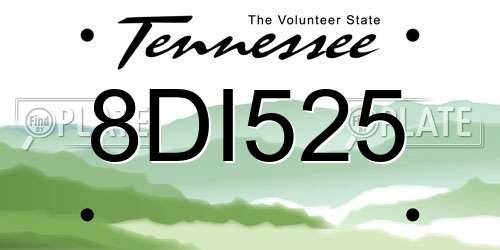 8DI525 Tennessee License Plate