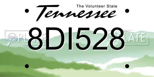 8DI528 Tennessee License Plate