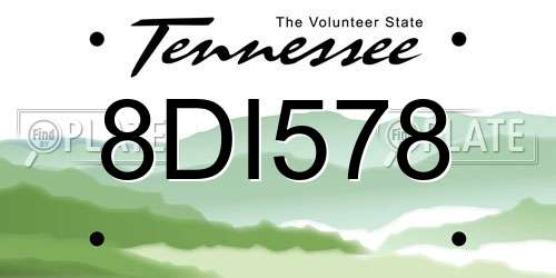 8DI578 Tennessee License Plate