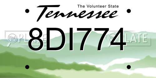 8DI774 Tennessee License Plate