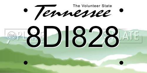 8DI828 Tennessee License Plate