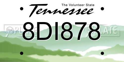 8DI878 Tennessee License Plate