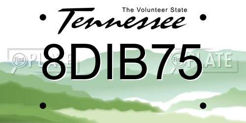 8DIB75 Tennessee License Plate