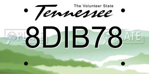 8DIB78 Tennessee License Plate