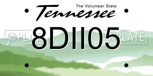 8DII05 Tennessee License Plate