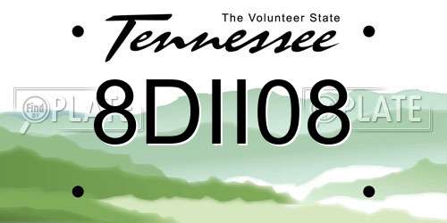 8DII08 Tennessee License Plate