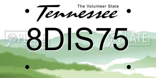8DIS75 Tennessee License Plate