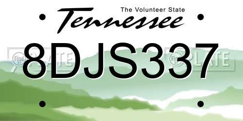 8DJS337 Tennessee License Plate
