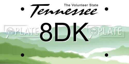 8DK Tennessee License Plate