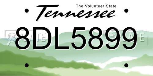8DL5899 Tennessee License Plate