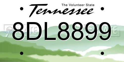 8DL8899 Tennessee License Plate