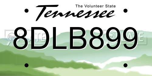 8DLB899 Tennessee License Plate
