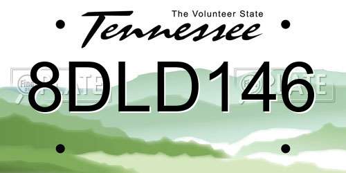 8DLD146 Tennessee License Plate
