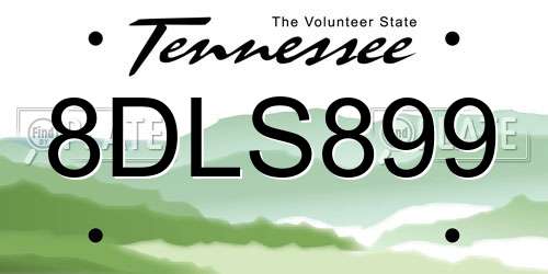 8DLS899 Tennessee License Plate