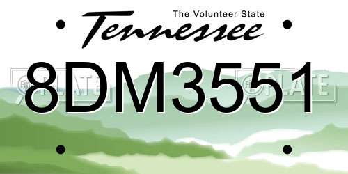 8DM3551 Tennessee License Plate